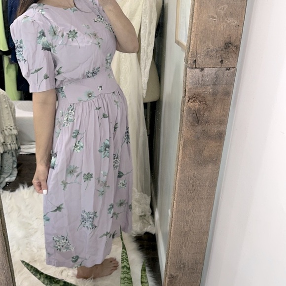 Karin Stevens Purple Puff Sleeve Midi Sundress size 14 - Picture 4 of 9